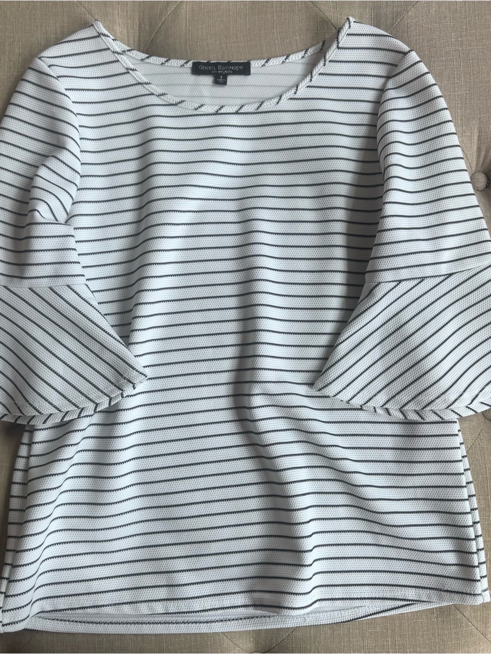 Green Envelope White Top with Black Stripes